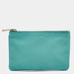 Jil Sander Aqua Green Leather Zip Pouch