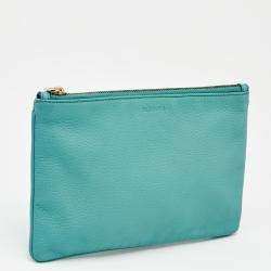 Jil Sander Aqua Green Leather Zip Pouch