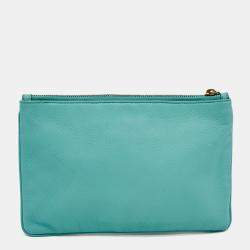 Jil Sander Aqua Green Leather Zip Pouch