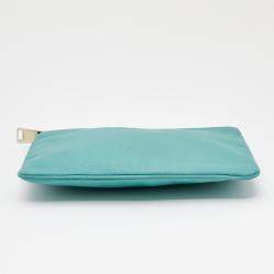 Jil Sander Aqua Green Leather Zip Pouch