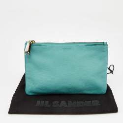 Jil Sander Aqua Green Leather Zip Pouch