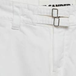 Pre Owned Jil Sander White Denim Straight Leg High Rise Jeans S Waist 26"