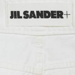 Pre Owned Jil Sander White Denim Straight Leg High Rise Jeans S Waist 26"