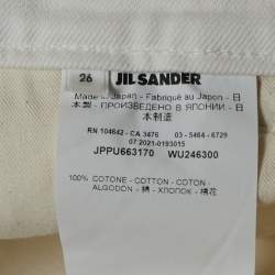 Pre Owned Jil Sander White Denim Straight Leg High Rise Jeans S Waist 26"