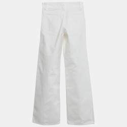 Pre Owned Jil Sander White Denim Straight Leg High Rise Jeans S Waist 26"