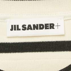 Jil Sander Cream/Black Striped Cotton Rib Knit T-shirt L