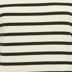 Jil Sander Cream/Black Striped Cotton Rib Knit T-shirt L