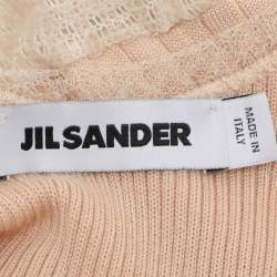 Pre Owned Jil Sander Cream/Beige Knit Virgin Wool Maxi Dress M