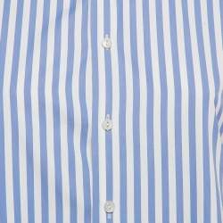 Pre Owned Jil Sander White/Blue Stripe Cotton Button Front Shirt Dress S