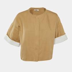 Jil Sander Beige Cotton Twill Cropped Oversized Jacket M