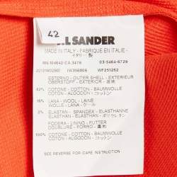 Pre Owned Jil Sander Orange Cotton Midi Skirt M