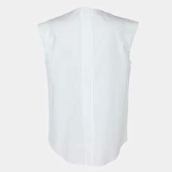 Pre Owned Jil Sander White Stretch Cotton Top S