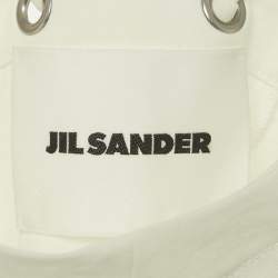 Pre Owned Jil Sander White Stretch Gabardine Paneled Mini Dress M