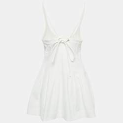 Pre Owned Jil Sander White Stretch Gabardine Paneled Mini Dress M