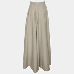 Pre Owned Jil Sander Grey Wool Maxi Skirt S