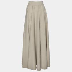 Pre Owned Jil Sander Grey Wool Maxi Skirt S