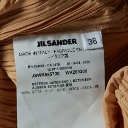 Pre Owned Jil Sander Beige Plisse Balloon Sleeve Top XS