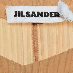 Pre Owned Jil Sander Beige Plisse Balloon Sleeve Top XS