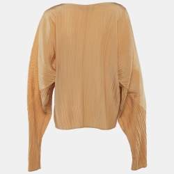 Pre Owned Jil Sander Beige Plisse Balloon Sleeve Top XS
