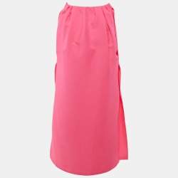 Pre Owned Jil Sander Neon Pink Faille Slitted Maxi Skirt S