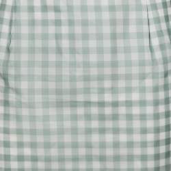 Pre Owned Jil Sander Green Gingham Nylon Midi Dress S