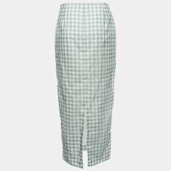Pre Owned Jil Sander Green Gingham Nylon Midi Dress S