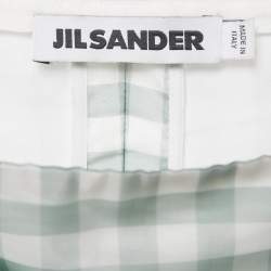 Pre Owned Jil Sander Green Gingham Nylon Midi Dress S