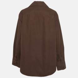 مملوكة مسبقًا Jil Sander Brown Cotton Pointed Collar Shirt S