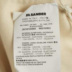 مملوكة مسبقًا معطف جيل ساندر كشمير بلون كريم بقلنسوة مصنوع من القماش متوسط الحجم