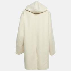 مملوكة مسبقًا معطف جيل ساندر كشمير بلون كريم بقلنسوة مصنوع من القماش متوسط الحجم