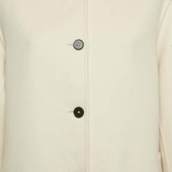 مملوكة مسبقًا معطف جيل ساندر كشمير بلون كريم بقلنسوة مصنوع من القماش متوسط الحجم