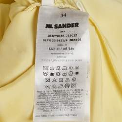 Pre Owned Jil Sander Yellow Satin Draped Neck Long Dress S