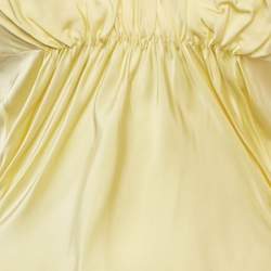 Pre Owned Jil Sander Yellow Satin Draped Neck Long Dress S