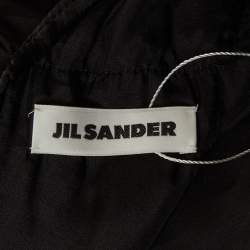 Pre Owned Jil Sander Black Satin Pleated Maxi Dress M