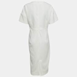 مملوكة مسبقًا فستان جيل ساندر أبيض كريب مطوي ميدي صغير