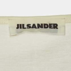 Pre Owned Jil Sander Cream Jersey V-Neck Top M