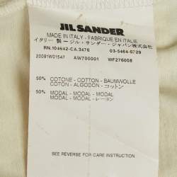 Pre Owned Jil Sander Cream Jersey V-Neck Top M