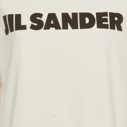 Pre Owned تي شيرت واسع جيل ساندر قطن محبوك بطبعة شعار أبيض صغير