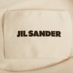 Pre Owned تي شيرت واسع جيل ساندر قطن محبوك بطبعة شعار أبيض صغير