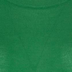 Pre Owned Jil Sander Parrot Green Rib Knit Long Sleeve Crew Neck Pullover L