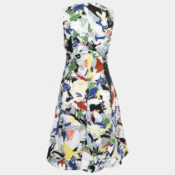 Jil Sander Multicolor Abstract Print Cotton Sleeveless Flared Dress XS 