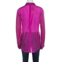 Pre Owned Jil Sander Magenta Pink Cotton and Silk Long Sleeve Shirt M 