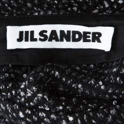 Jil Sander Monochrome Wool Blend Textured Wrap-Button Detail Sheath Dress M