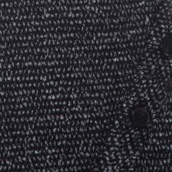 Jil Sander Monochrome Wool Blend Textured Wrap-Button Detail Sheath Dress M