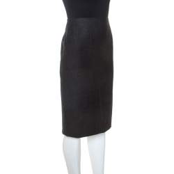 Jill Sander Grey Virgin Wool and Cashmere Blend Sheath Skirt XL