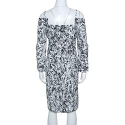 Jil Sander Monochrome Cotton Off Soulder Risiko Dress L