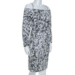 Jil Sander Monochrome Cotton Off Shoulder Risiko Dress M