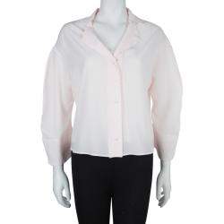 Pre Owned Jil Sander Pale Pink Long Sleeve Oversized Silk Blouse S