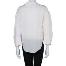 Pre Owned Jil Sander Pale Pink Long Sleeve Oversized Silk Blouse S
