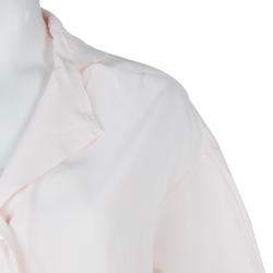 Pre Owned Jil Sander Pale Pink Long Sleeve Oversized Silk Blouse S